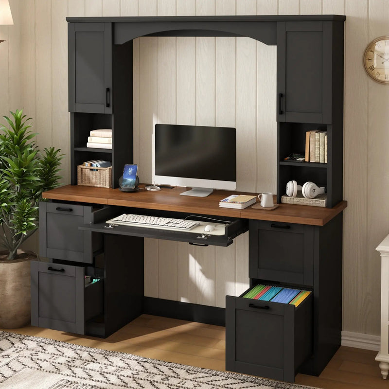 ON-Trend Farmhouse Arched Computer Desk with Hutch by HouseOfZazla