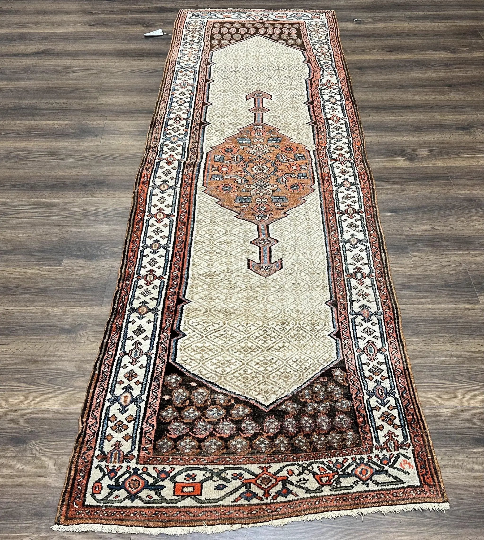 Rare Persian Tribal Runner Rug 3.5 x 10, Sarab Serab Kalegy Carpet, Antique 1920s Collectible Geometric Medallion Oriental Wool Runner, Hand Knotted, Camel Hair Color by Jewel Rugs