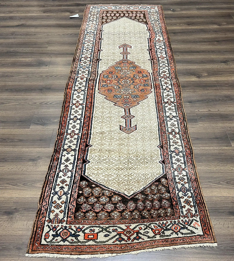 Rare Persian Tribal Runner Rug 3.5 x 10, Sarab Serab Kalegy Carpet, Antique 1920s Collectible Geometric Medallion Oriental Wool Runner, Hand Knotted, Camel Hair Color by Jewel Rugs