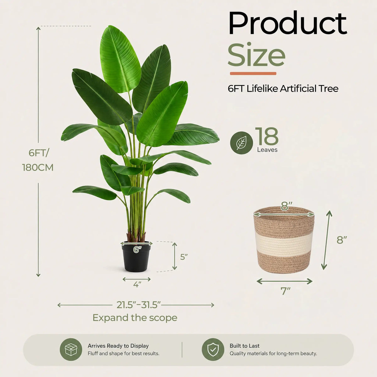 Bird of Paradise Artificial Plant 6 ft Tall Faux Banana Leaf Tree by HouseOfZazla