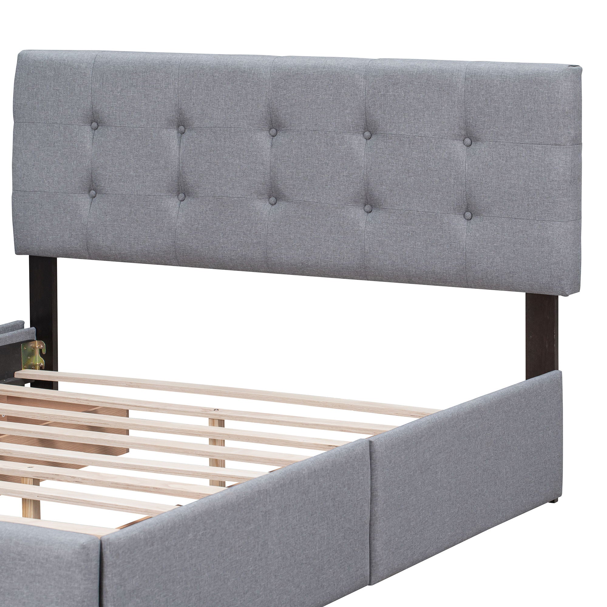 Upholstered Platform Bed With Classic Headboard And Drawers, No Box Spring Needed by HouseOfZazla