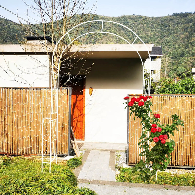 Metal Garden Arch W55'' x H94.5'' - Cream White Outdoor Arbor by HouseOfZazla