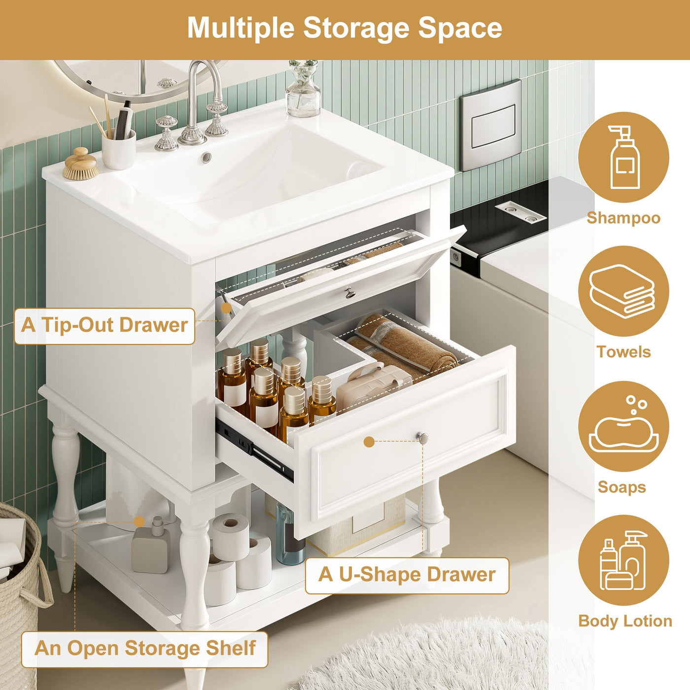 24" Bathroom Vanity with Ceramic Sink by HouseOfZazla