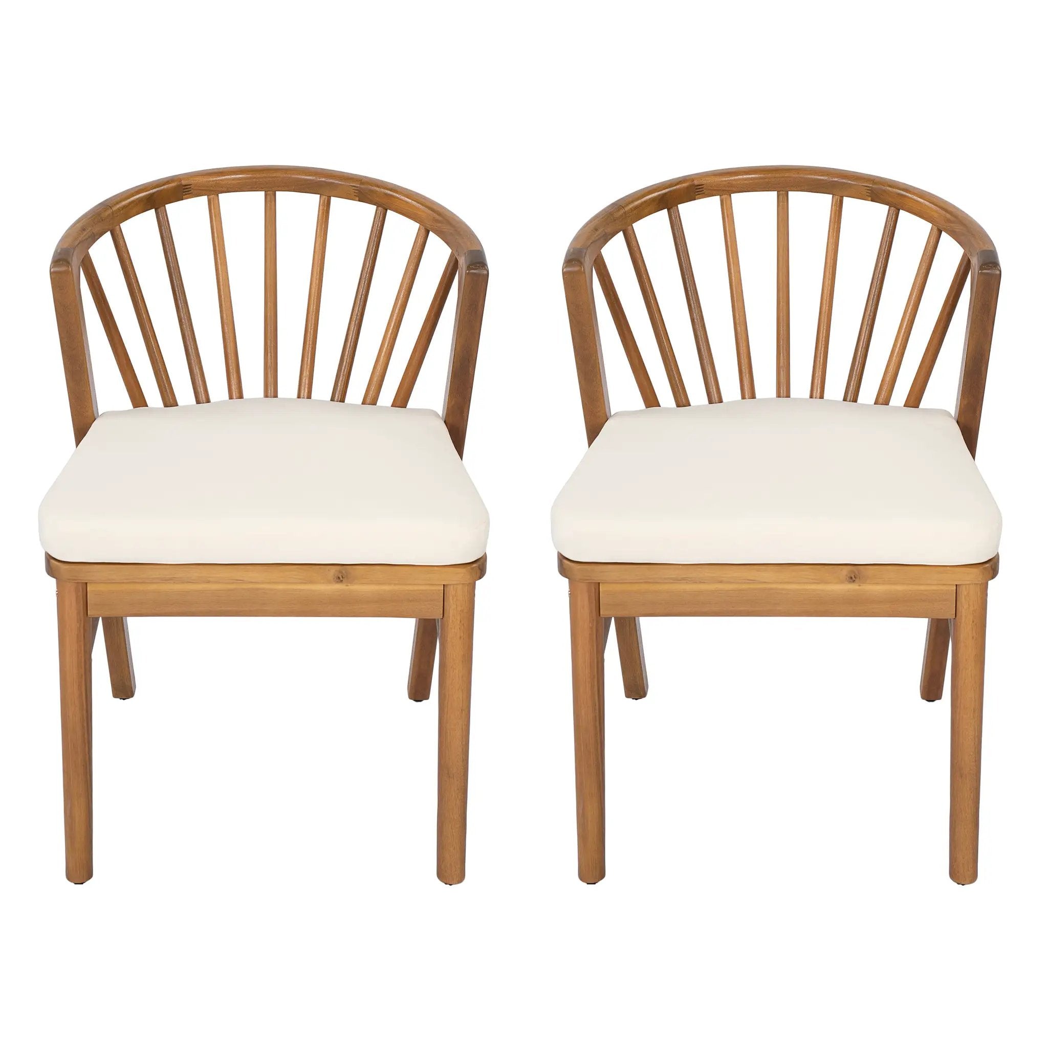 Outdoor Dining Chairs Set of 2, Acacia Wood Patio Chairs with Cushions by HouseOfZazla