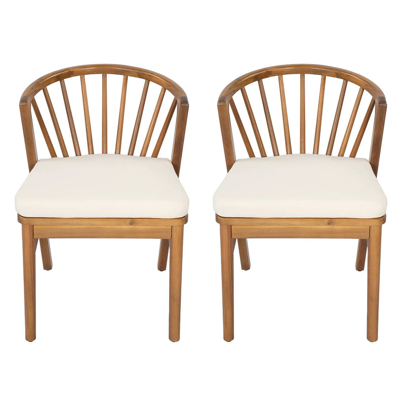 Outdoor Dining Chairs Set of 2, Acacia Wood Patio Chairs with Cushions by HouseOfZazla