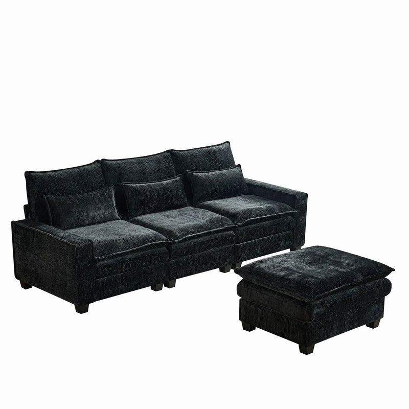 Modern Comfy L Shaped Sectional Sofa With Movable Ottoman by Unique Piece Furniture