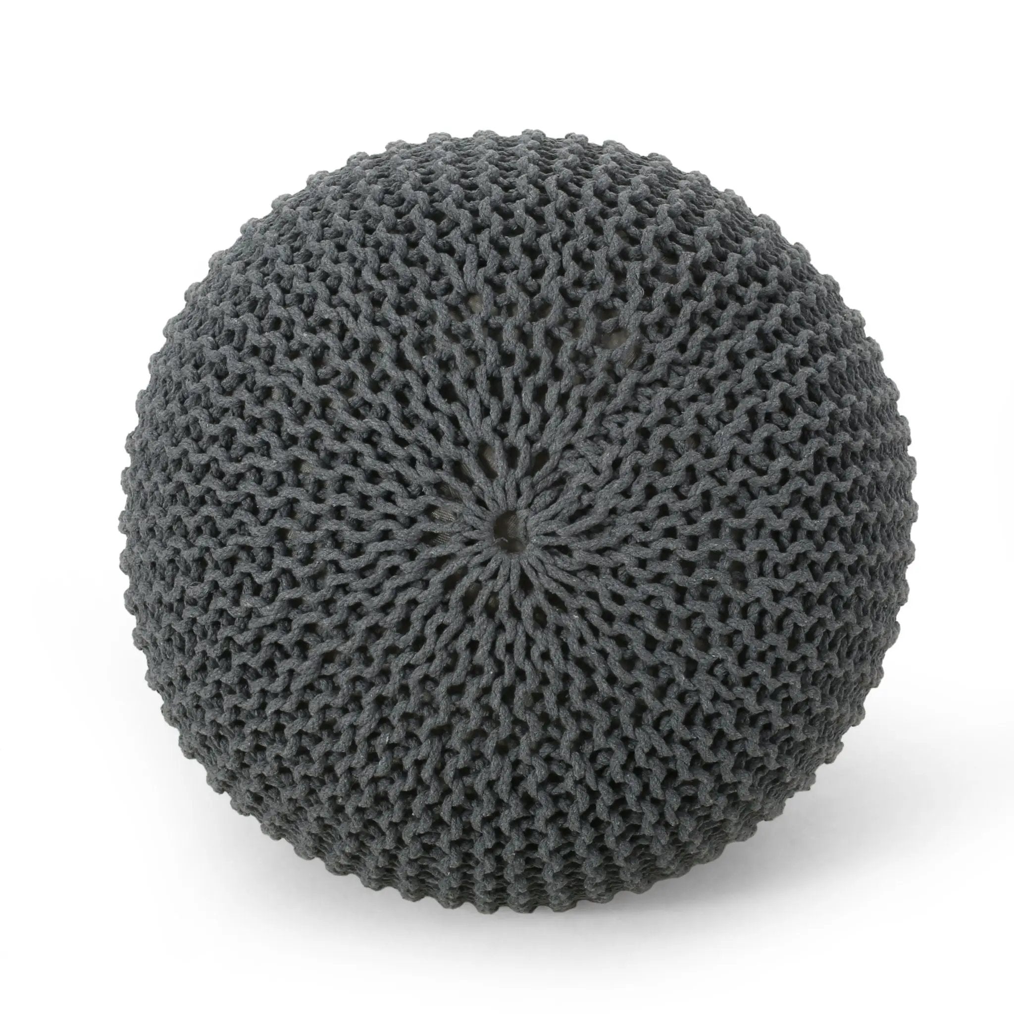 Bordeaux - Knitted Round Pouf, Versatile Ottoman And Floor Cushion by Unique Piece Furniture