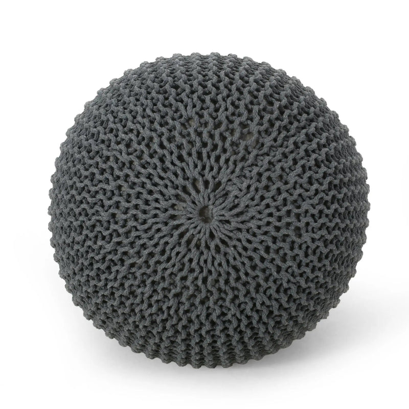 Bordeaux - Knitted Round Pouf, Versatile Ottoman And Floor Cushion by Unique Piece Furniture