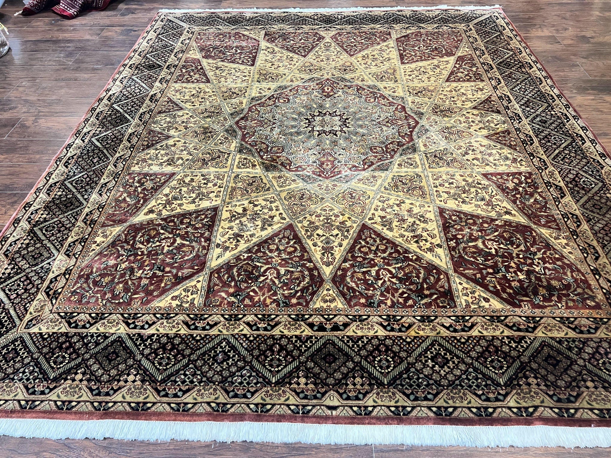 Indo Persian Rug 8x10, Dome Design, 210 KPSI, Handmade Vintage Wool Rug by Jewel Rugs