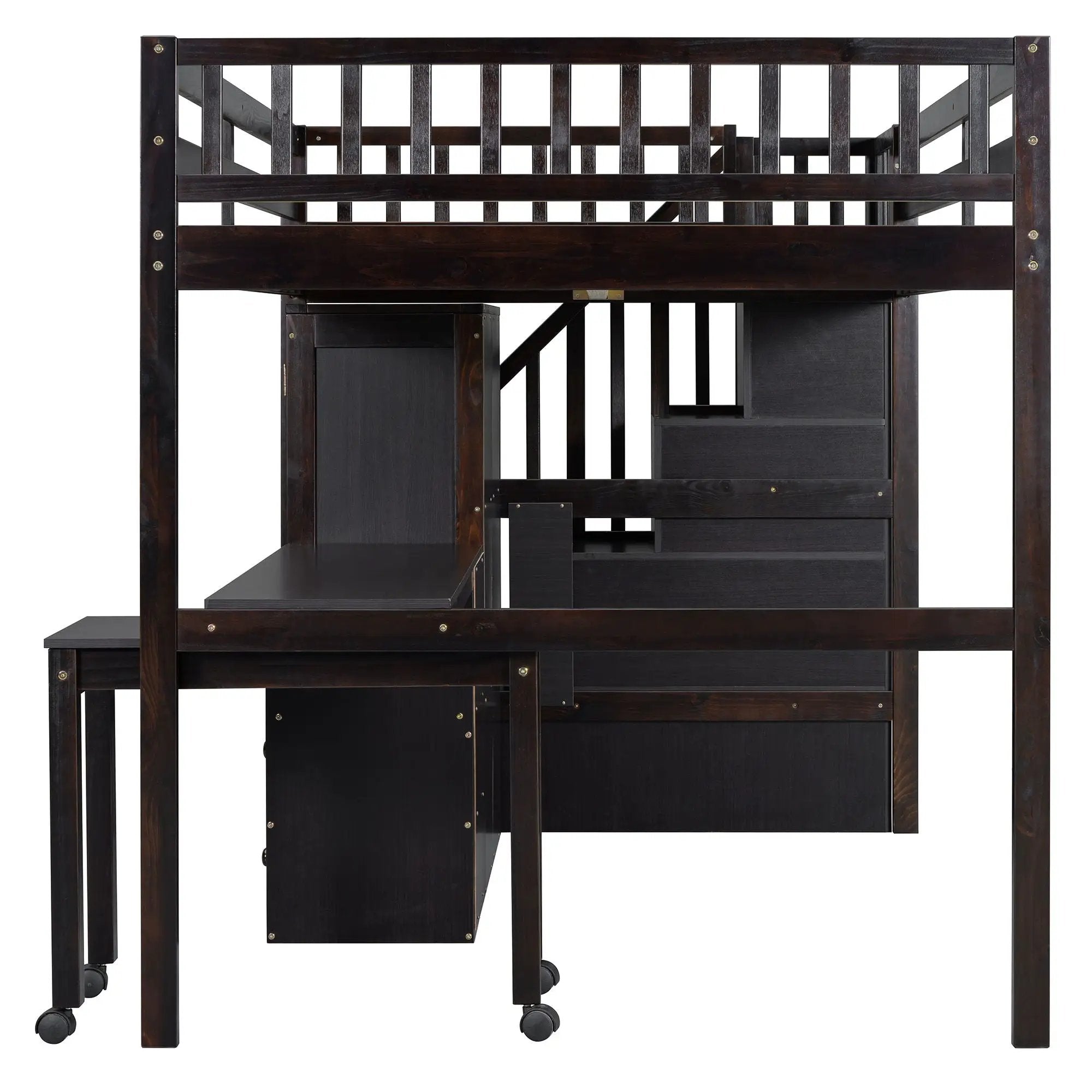 Loft Bed With Stairs, Bookshelf, Drawers, Desk & Wardrobe, Space Saving Multifunctional Furniture by HouseOfZazla