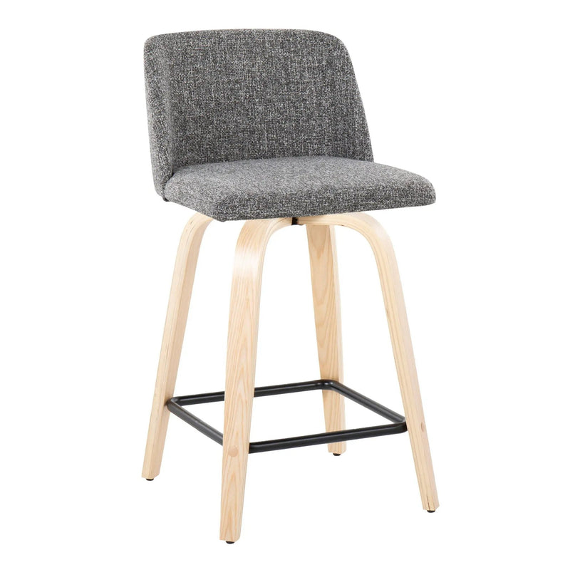 Toriano - Contemporary Modern Design Fixed Height Counter Stool With Swivel With Square Footrest (Set of 2) by HouseOfZazla