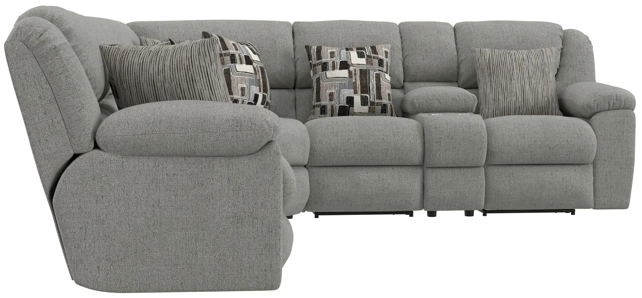 Quinn - 3 Piece Reclining Sectional With 4 Reclining Seats, Storage Arms, Storage Console With Lights, And Drop Down Table - Nature by Unique Piece Furniture