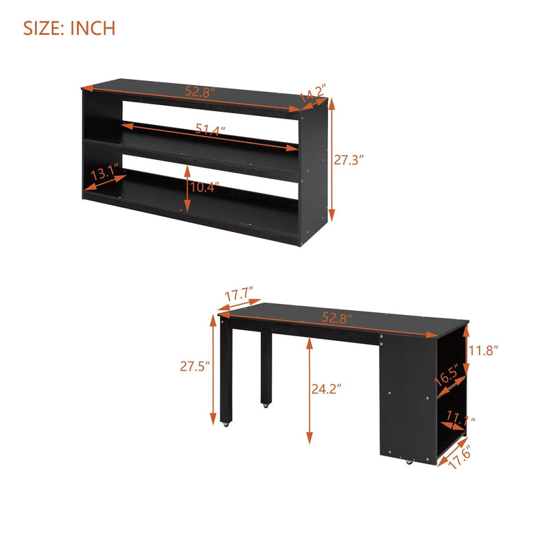 Loft Bed With Retractable Writing Desk And 3 Drawers With Storage Stairs And Shelves by Unique Piece Furniture