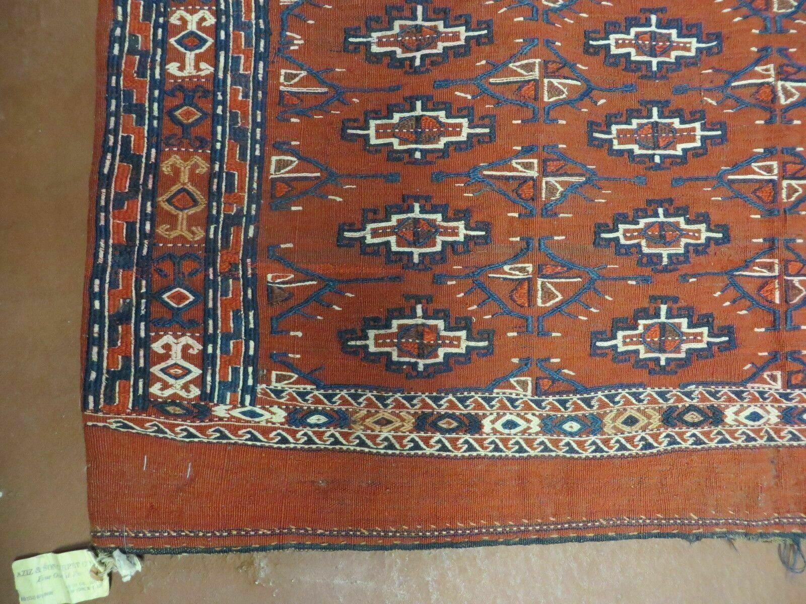2'8" X 4' Antique Handmade Tribal Wool Rug Pillow Case Yamud Flat Weave Diamond by Jewel Rugs