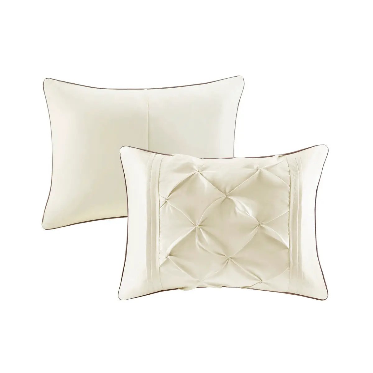 7 Piece Tufted Comforter Set Ivory King by HouseOfZazla