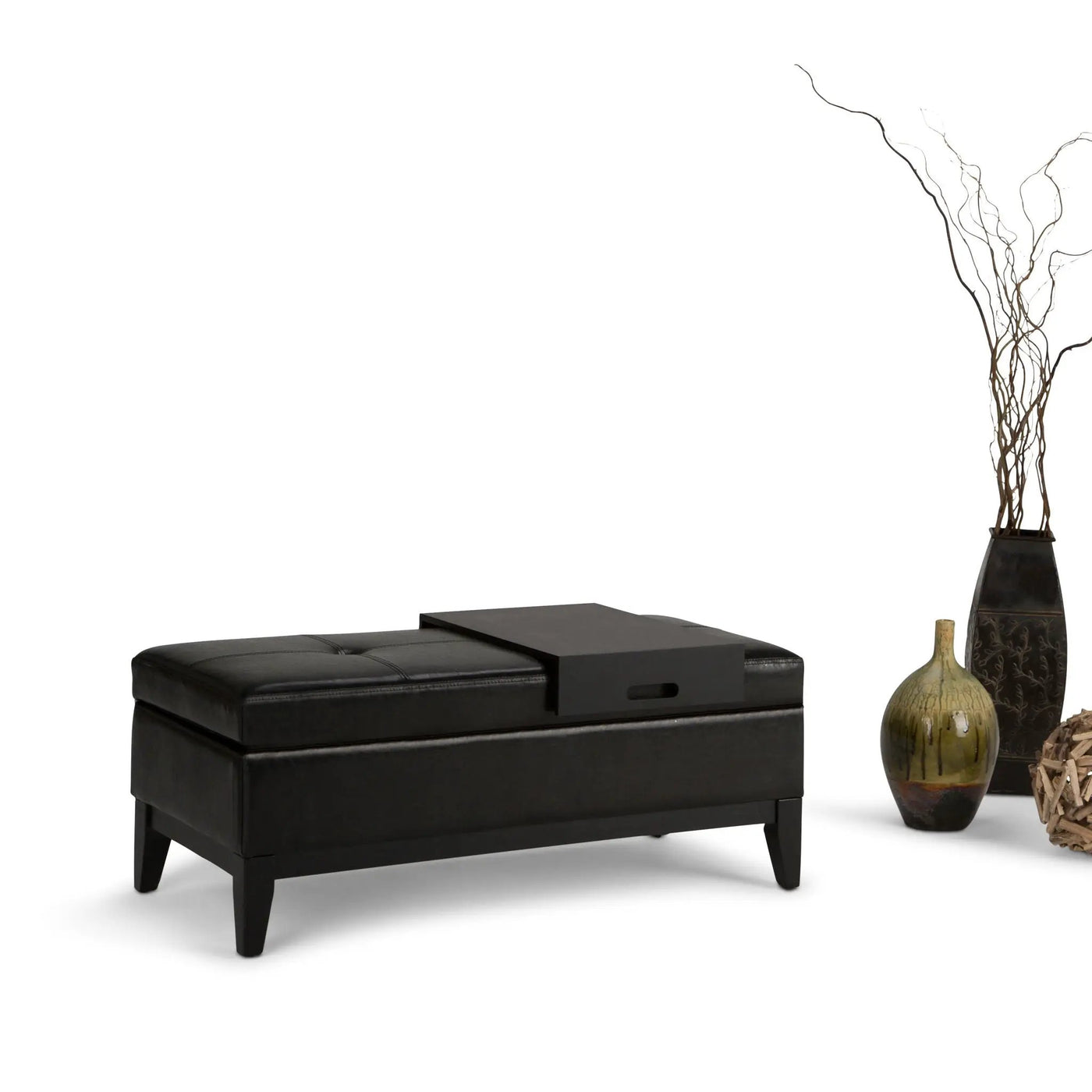 Oregon - Contemporary Storage Ottoman Bench With Tray by HouseOfZazla