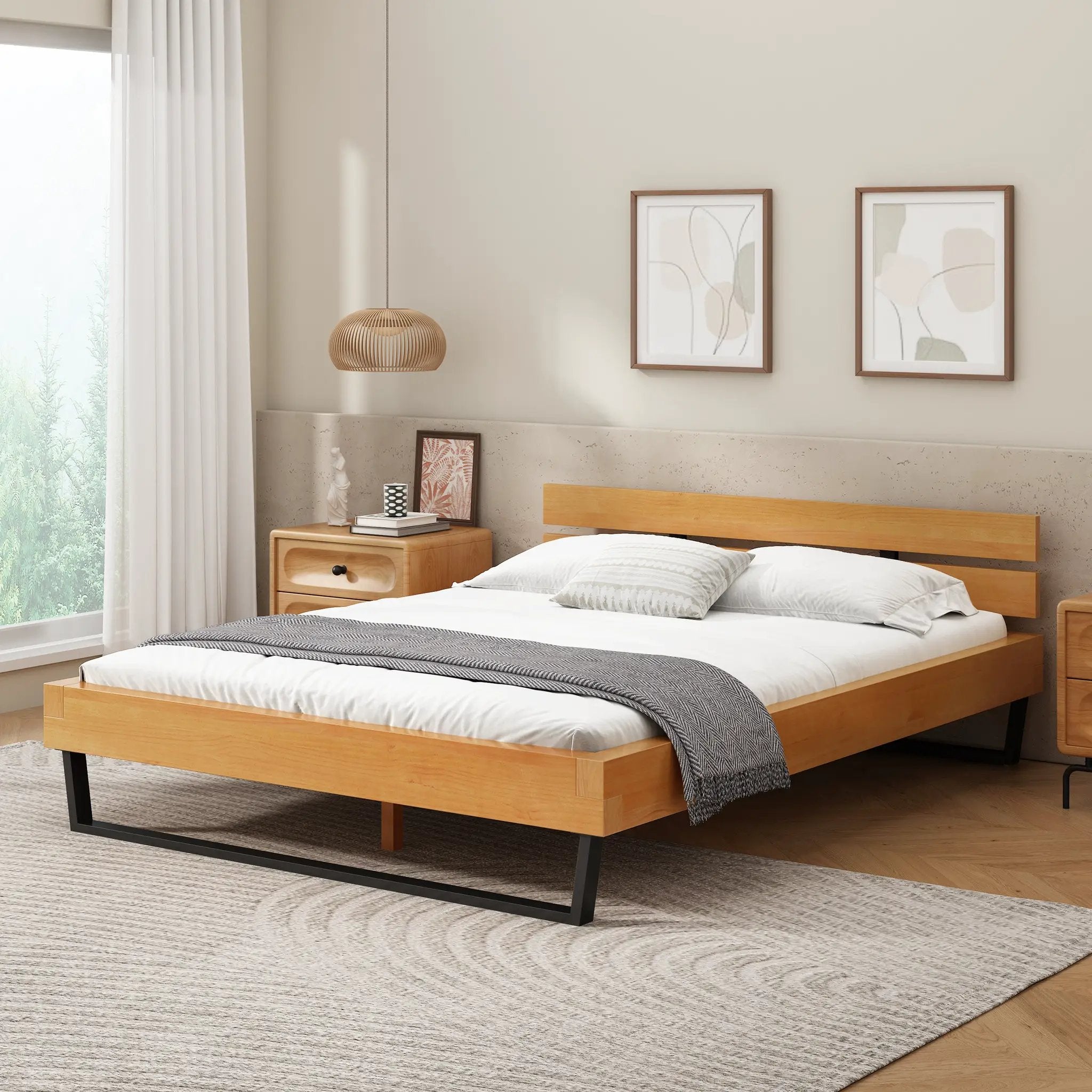 Pine Wood Bed Frame Queen Size by HouseOfZazla