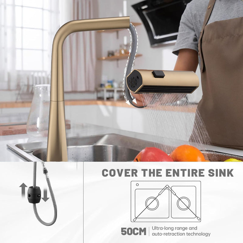 Waterfall Kitchen Faucet With Temperature Display And Pull Down Sprayer by HouseOfZazla