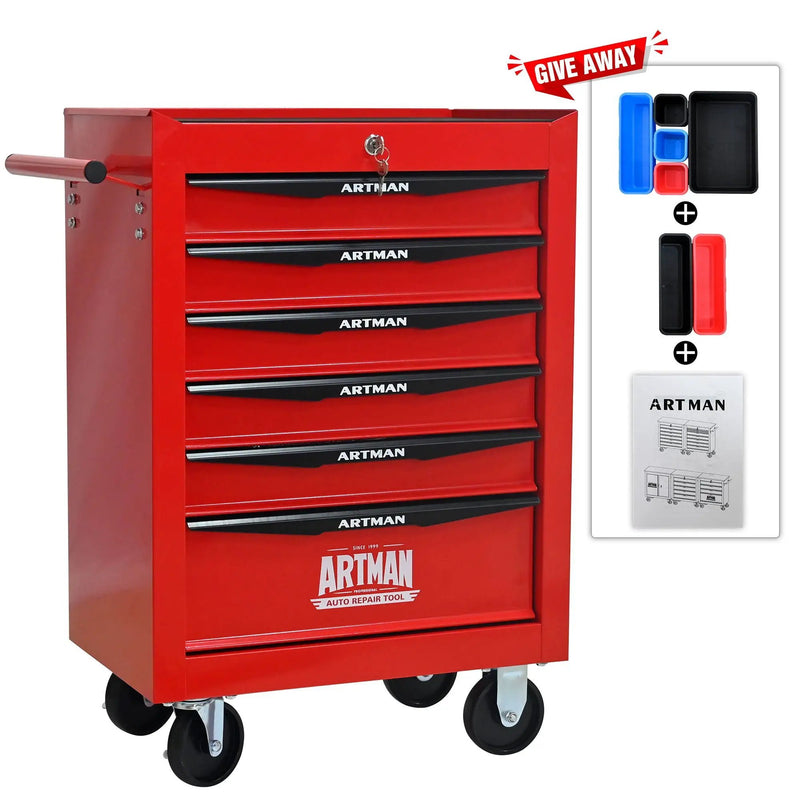 Rolling Metal Tool Chest With Drawers, Steel Storage Cabinet With Ball Bearing Slides by HouseOfZazla