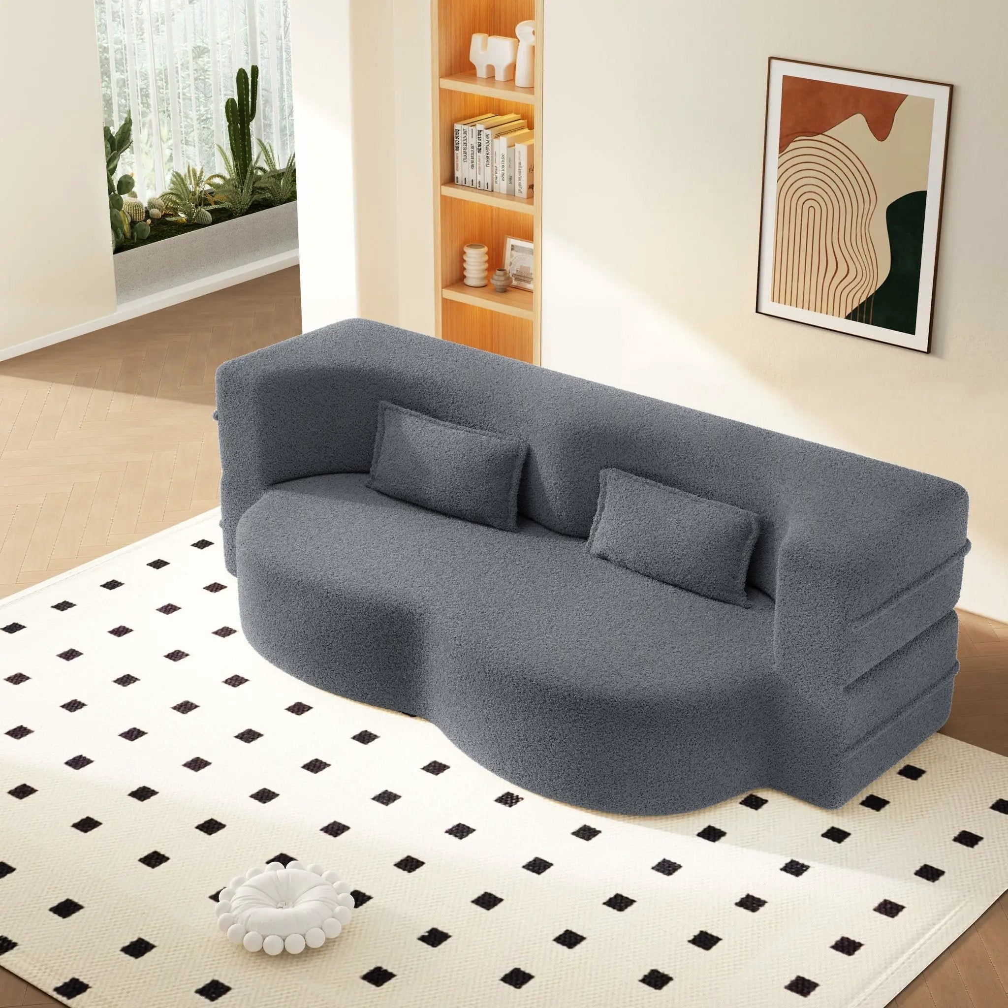 Modern Floor Sofa With 2 Pillows, Twin Size For Living Room by HouseOfZazla