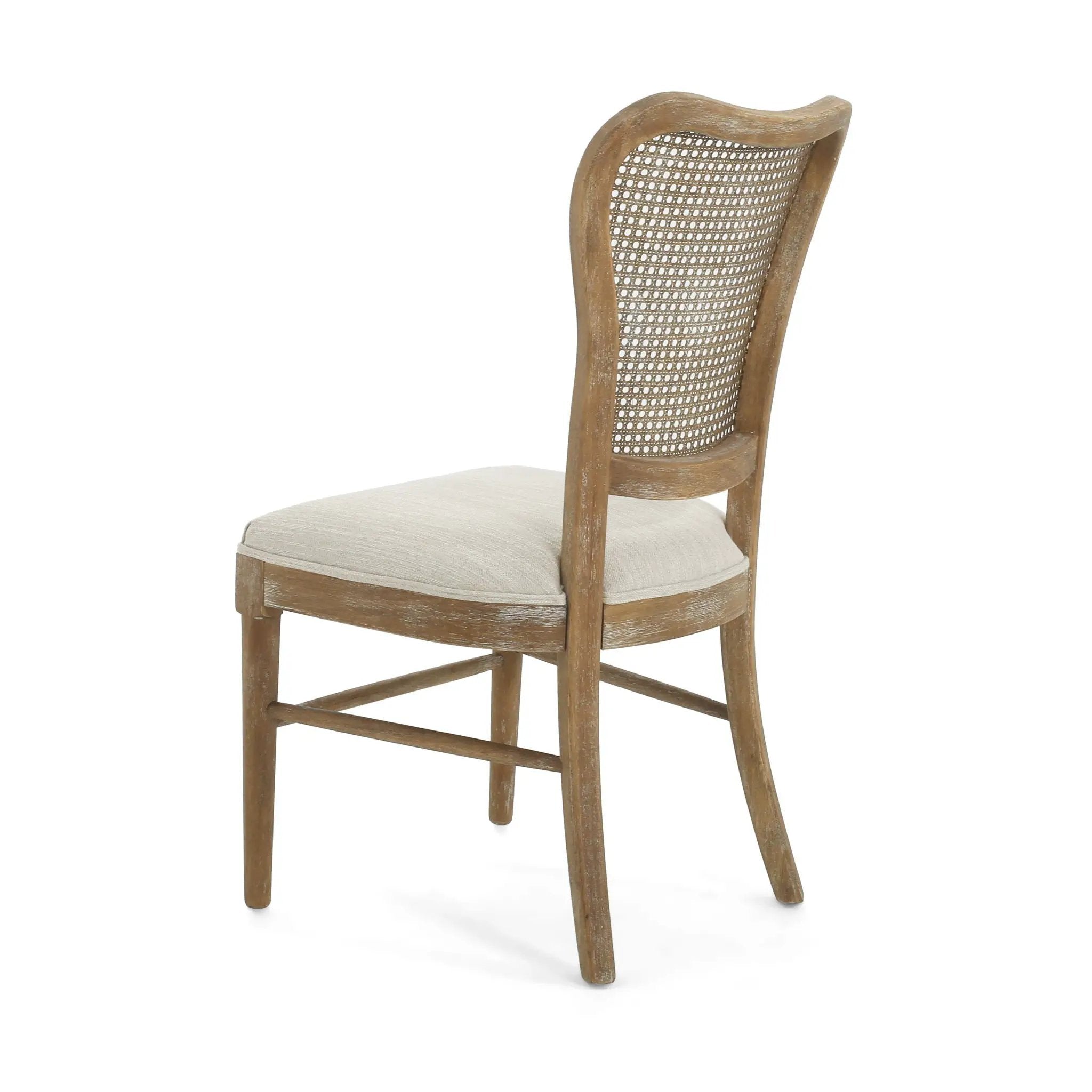Classic Retro Dining Chair (Set of 2) With Rattan Backrest - Dark Brown / Beige by HouseOfZazla