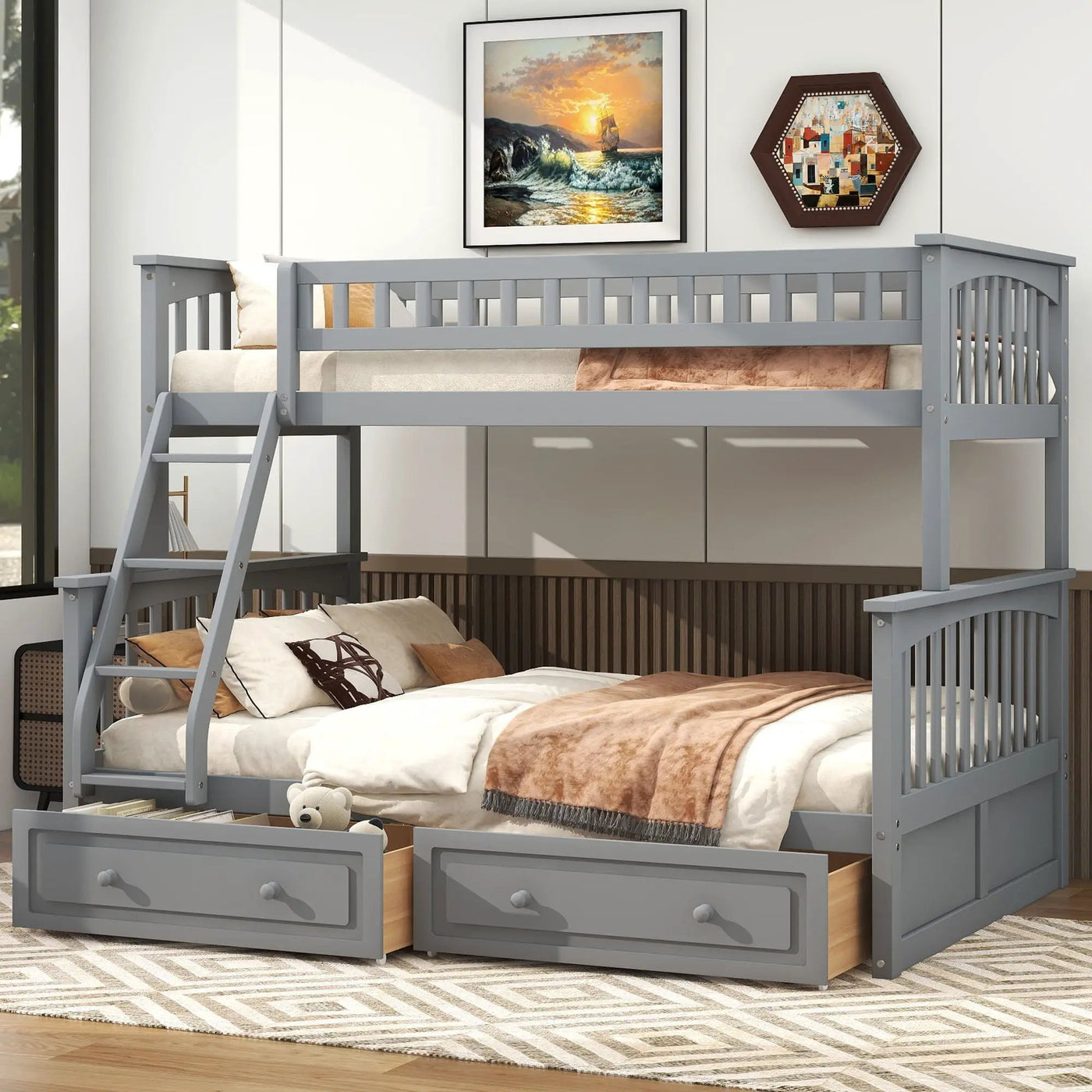 Bunk Bed With Drawers, Convertible Storage Bed by HouseOfZazla