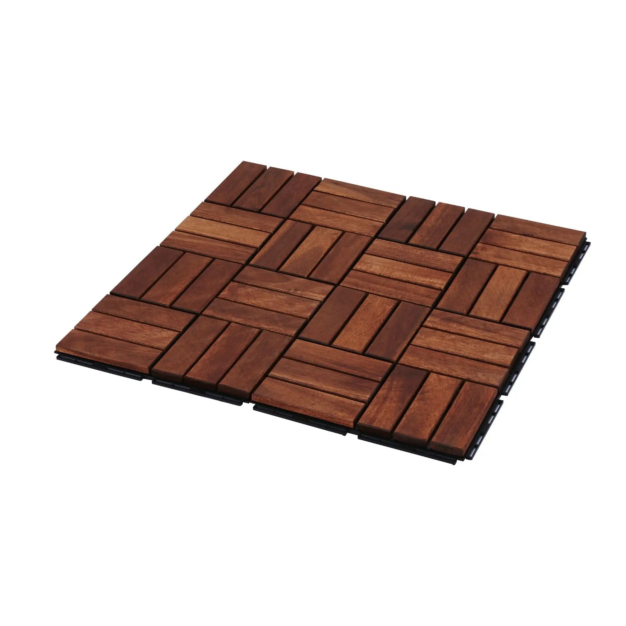 Interlocking Deck Tiles Checker Pattern, Square Acacia Hardwood Outdoor Flooring For Patio, Bancony, Pool Side by HouseOfZazla
