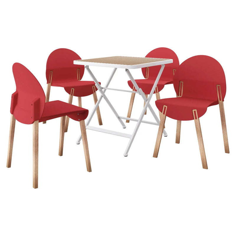 4 Piece Set Of Single Chairs With A Folding Square Table by Unique Piece Furniture