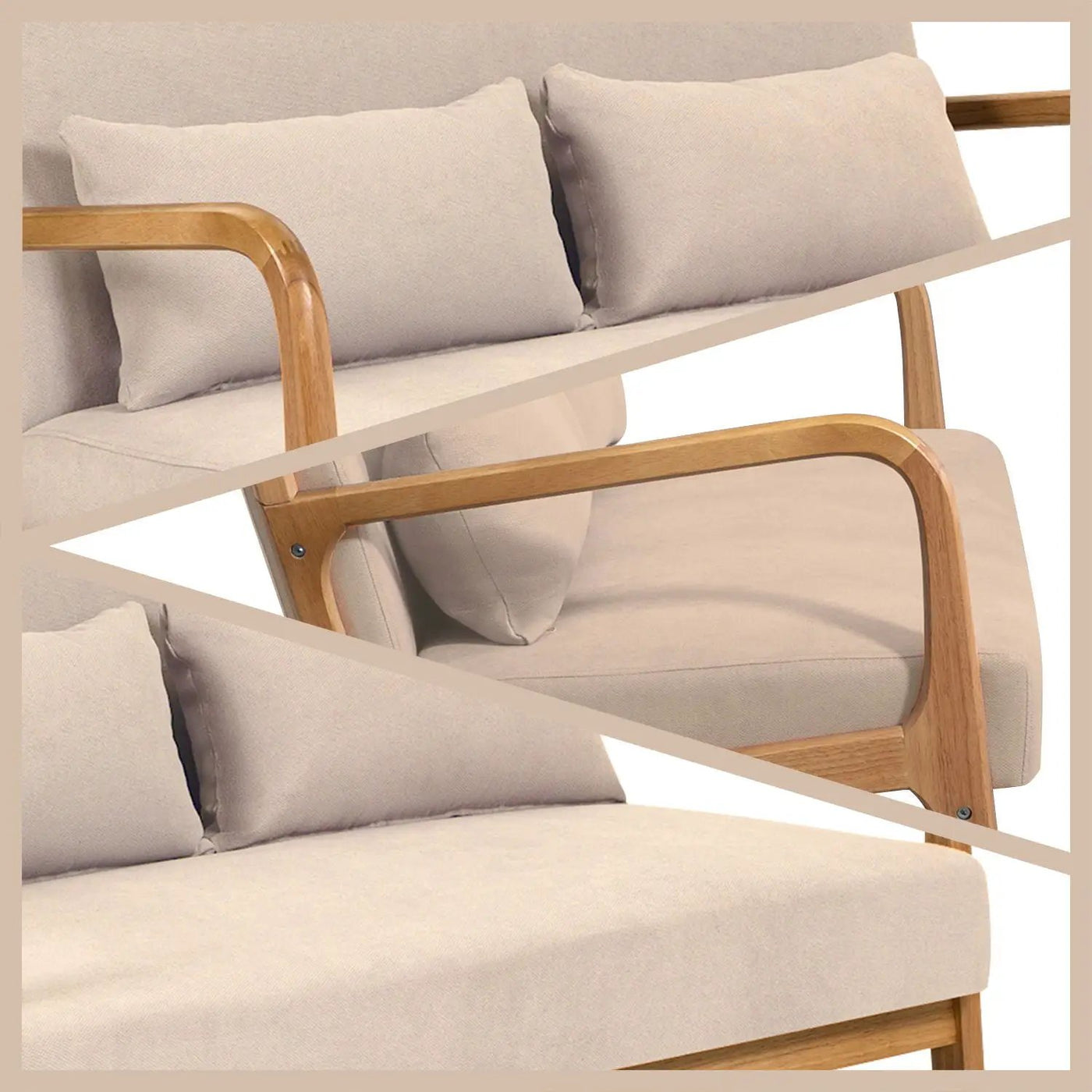 Leisure Chair With Solid Wood Armrest And Feet, Mid-Century Modern Accent Sofa, 2 Seat by Unique Piece Furniture