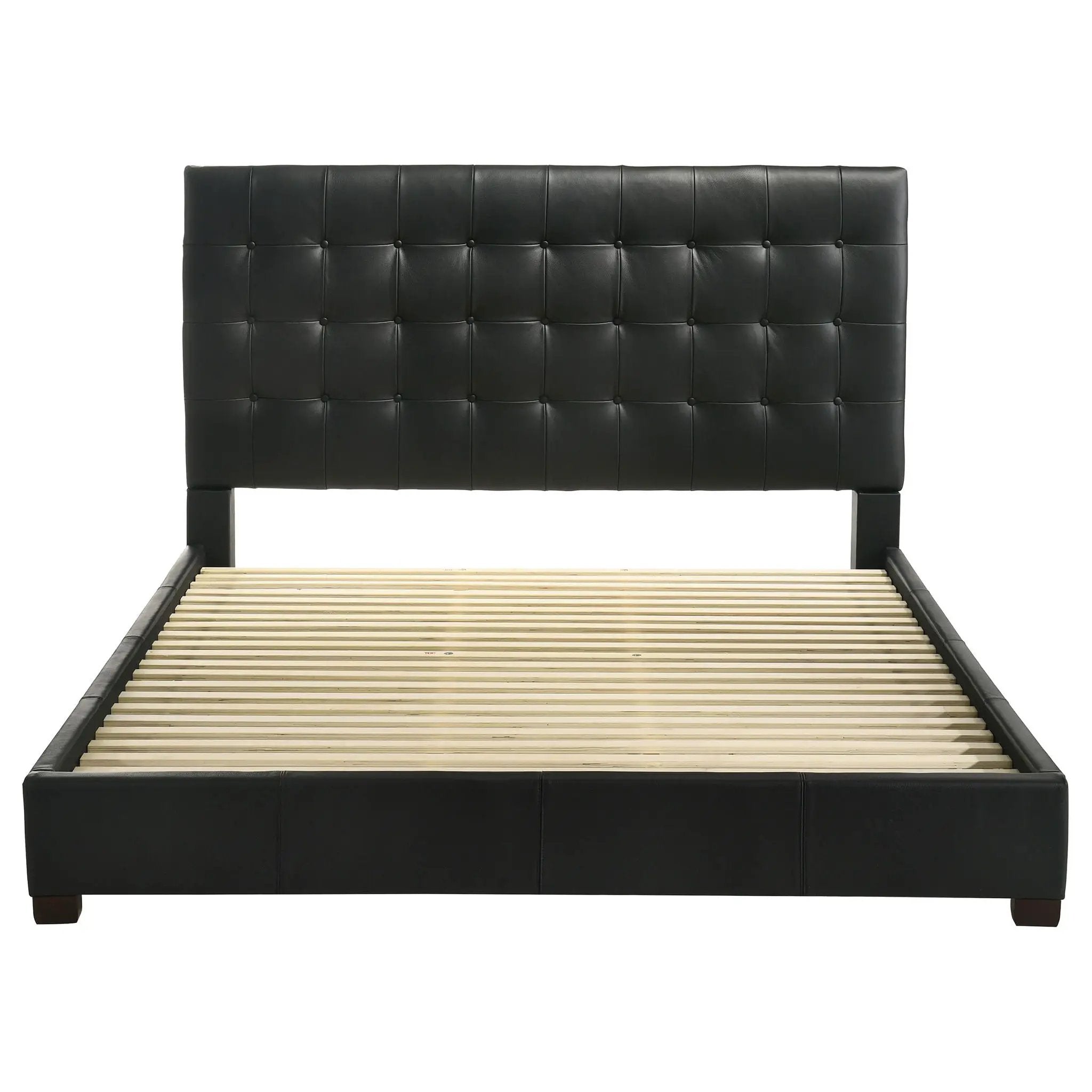 Medley Genuine Leather Eastern King Platform Bed Black by Unique Piece Furniture