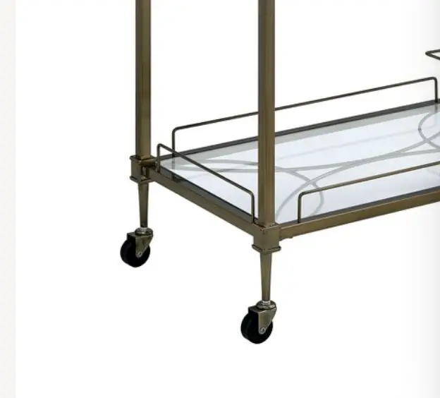 Aditya Mirrored & Antique Brass Finish Serving Cart by HouseOfZazla
