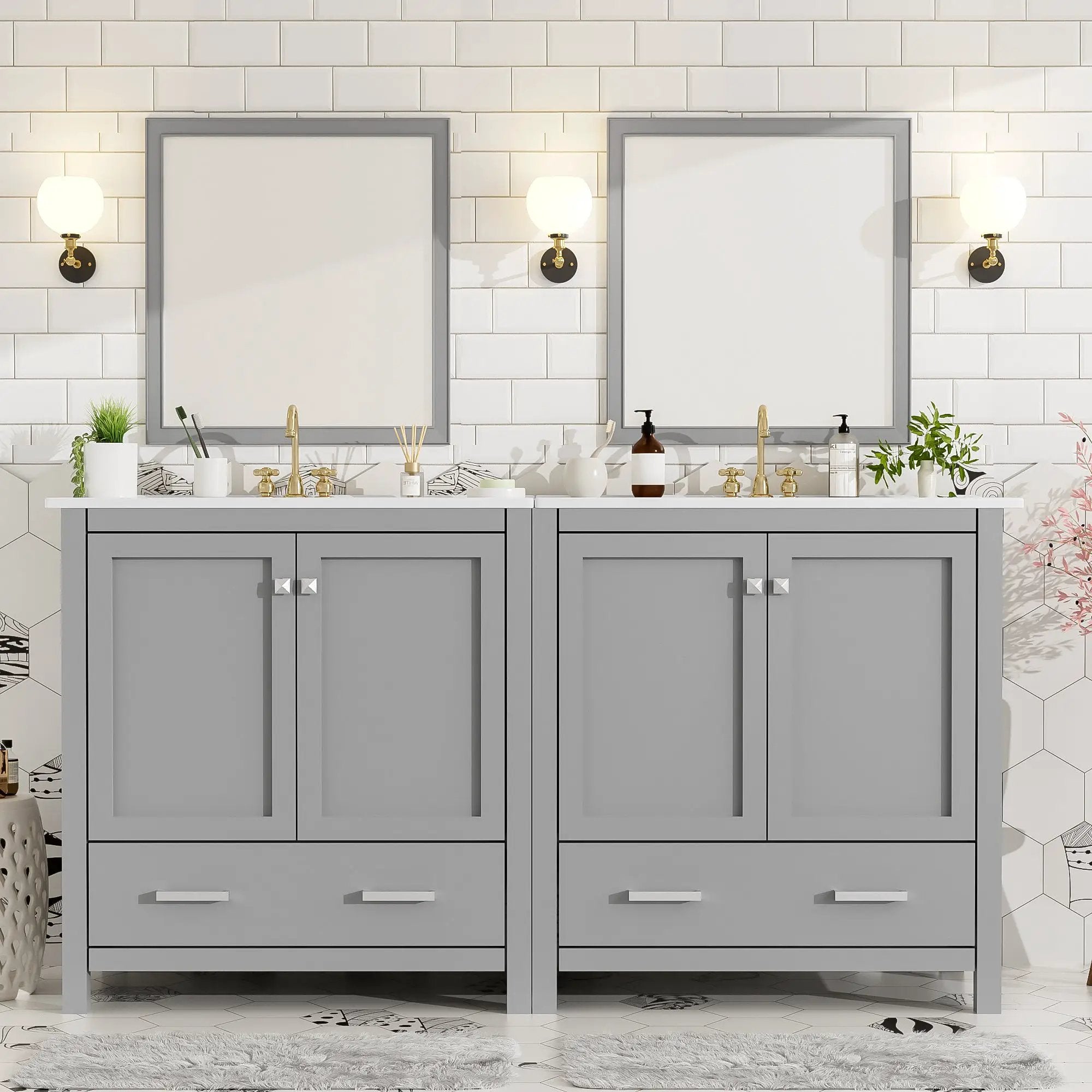 60" White Bathroom Vanity Set by HouseOfZazla