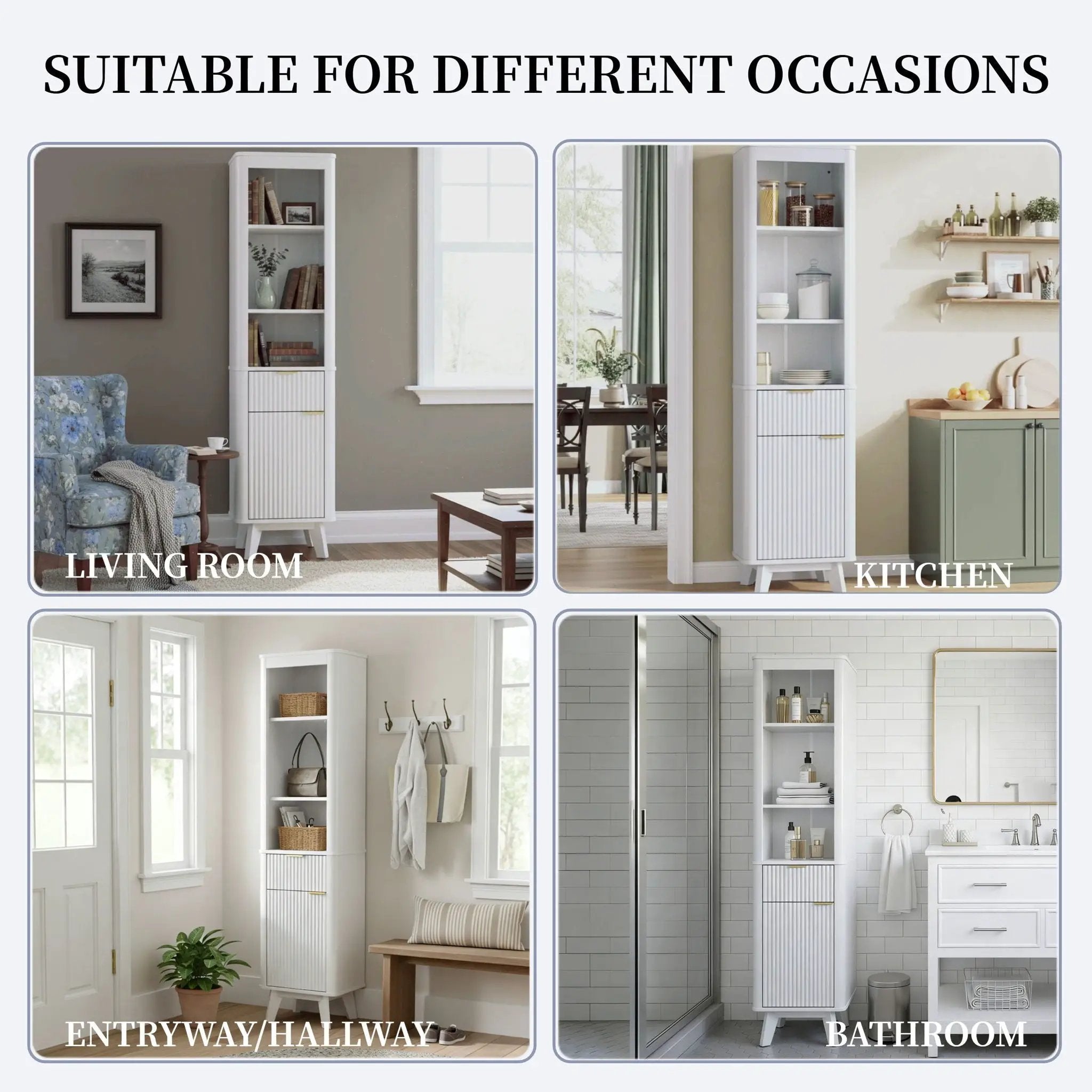 Tall Bathroom Storage Cabinet With Adjustable Shelves And 1 Drawer & Door by HouseOfZazla