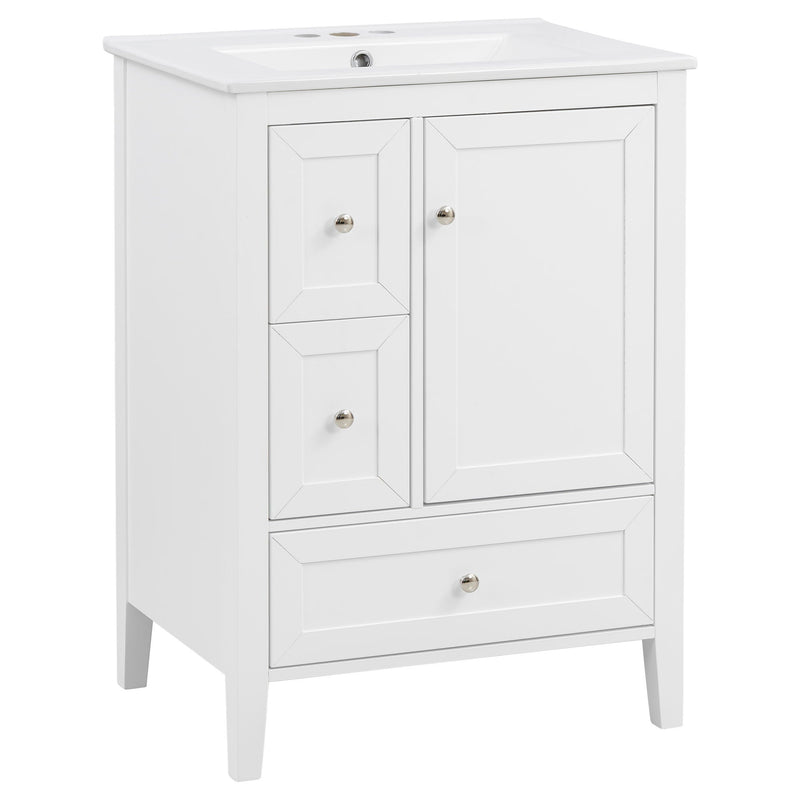 Modern Bathroom Vanity With Sink, Soft Close Drawers & Door, Storage Rack by HouseOfZazla