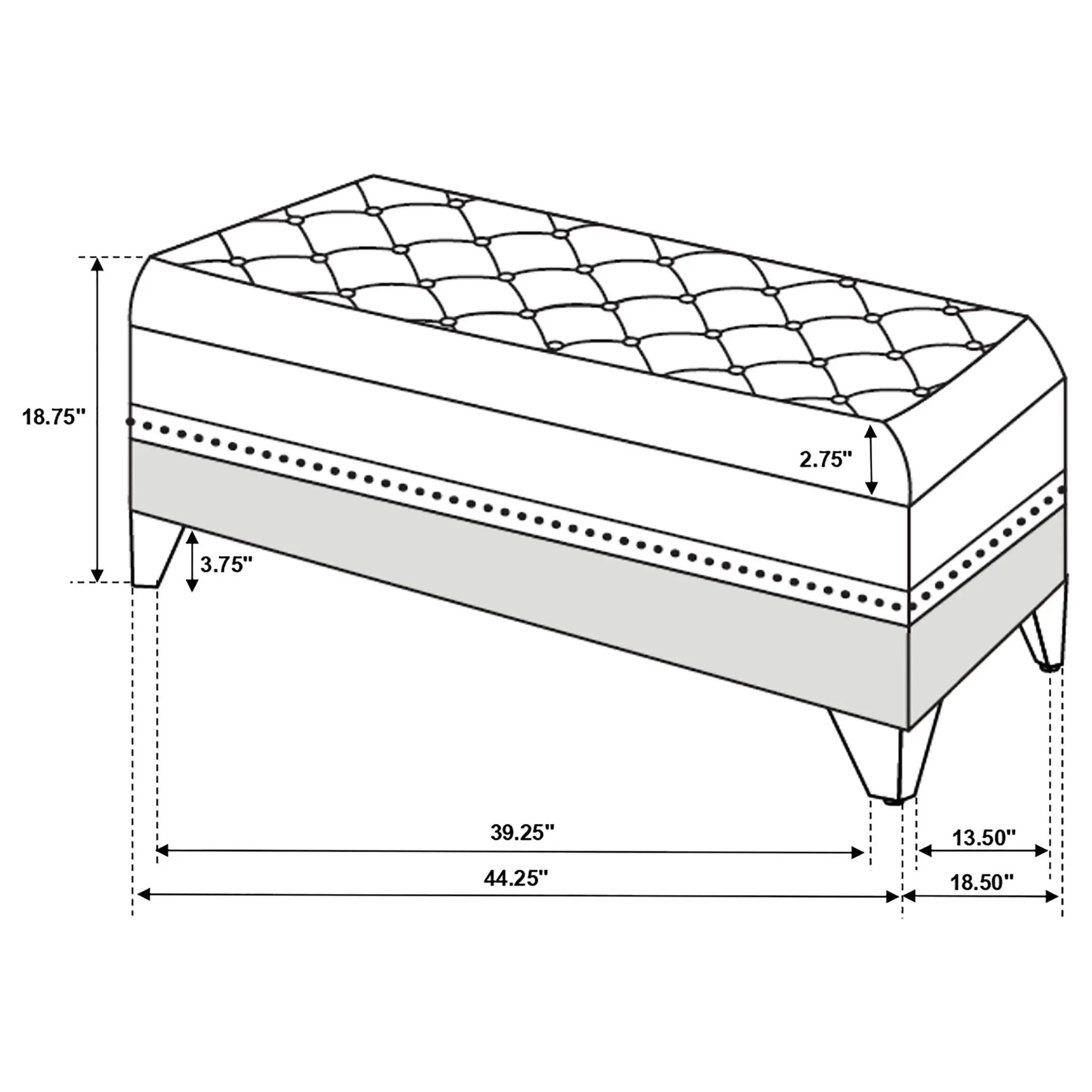 Barzini Velvet Upholstered Tufted Storage Bench Black by Unique Piece Furniture