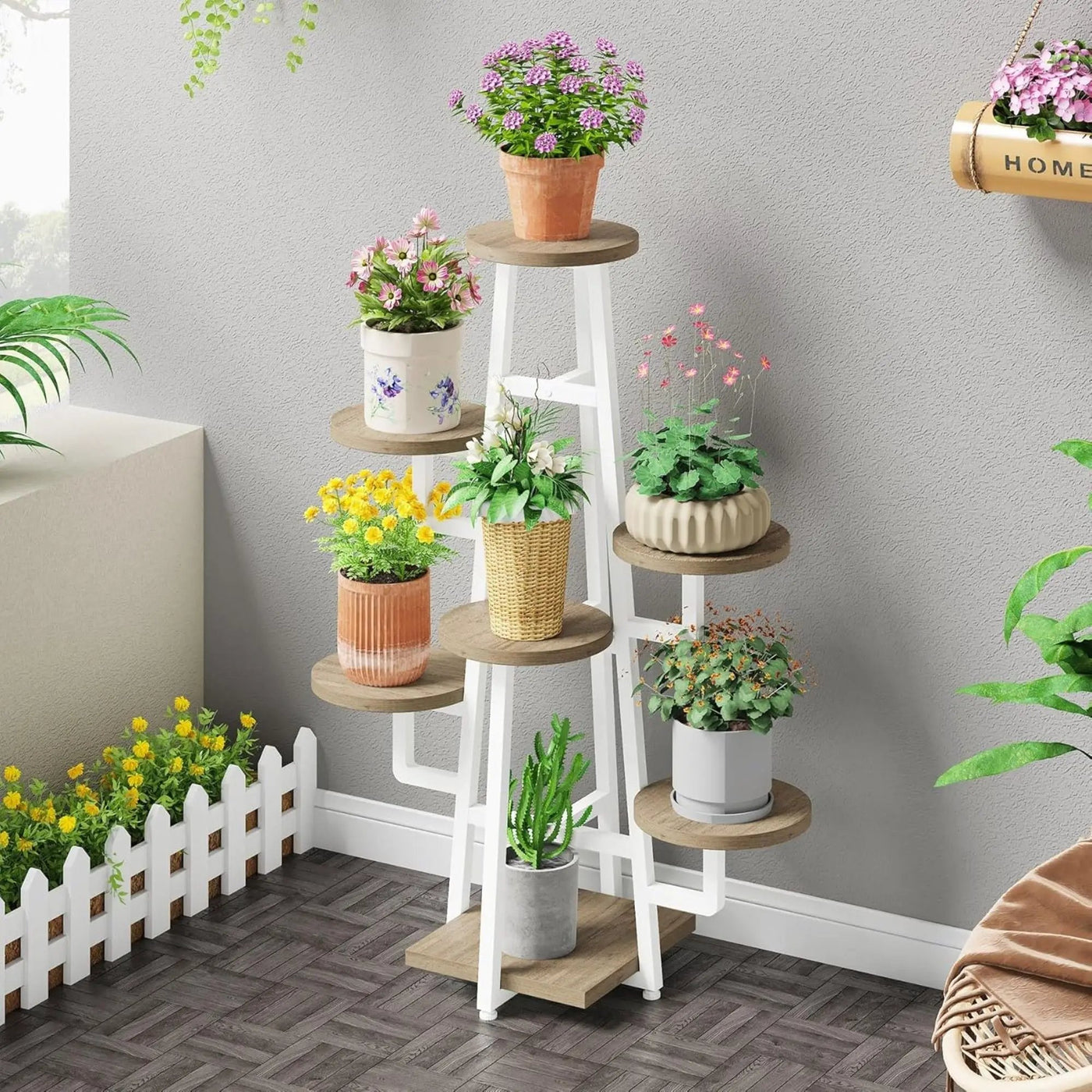 7 Tier Corner Plant Shelf With High Low Design For Living Room by HouseOfZazla