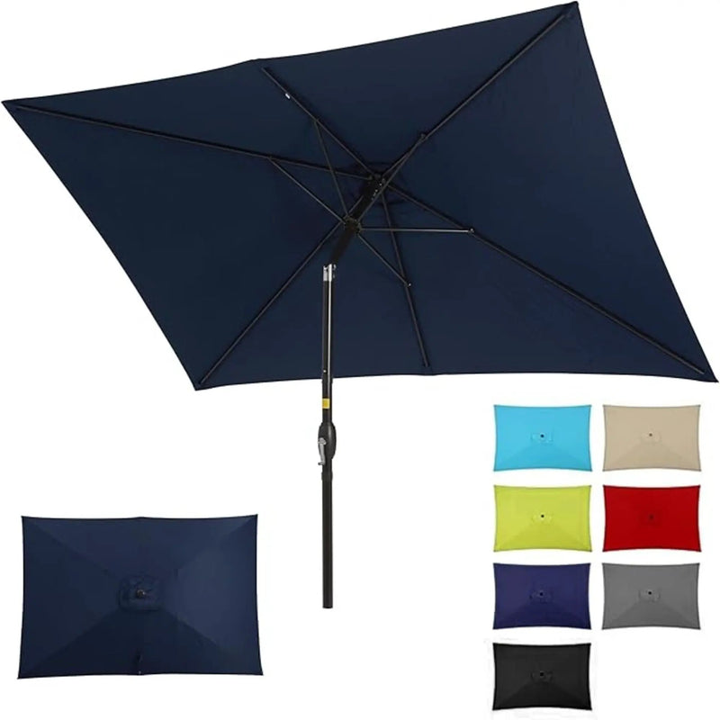 Rectangular Patio Umbrella With Crank Tilt, Polyester UV-Resistant Canopy by HouseOfZazla