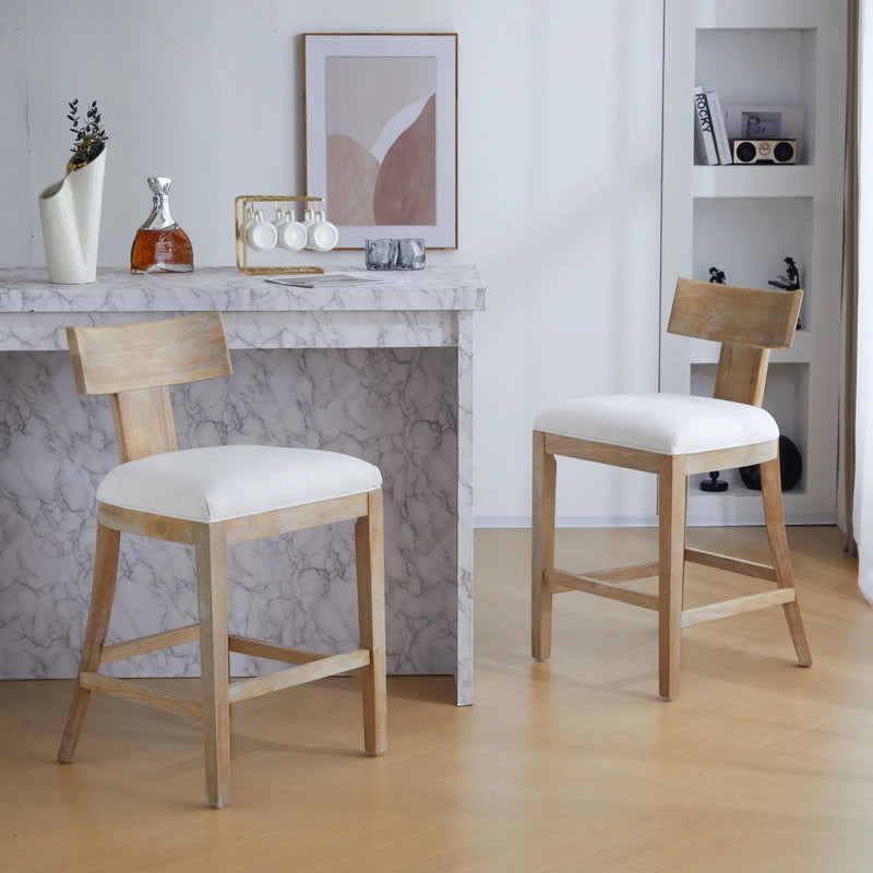 Upholstered Counter Height Bar Stools with Solid Rubber Wood Frame (Set of 2) by HouseOfZazla
