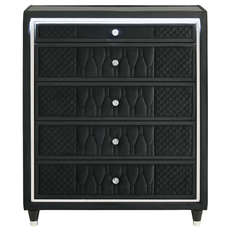 Lorient 5-drawer LED Chest of Drawers Black by Unique Piece Furniture