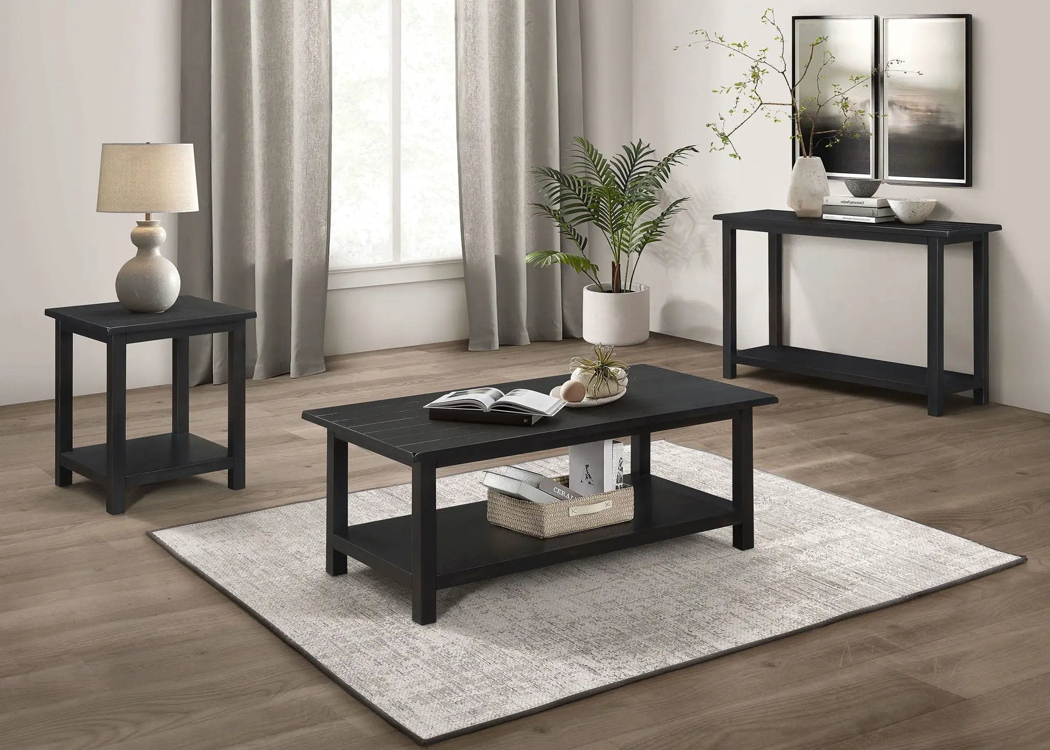 Payne Wood Coffee Table with Shelf Distressed Java by Unique Piece Furniture