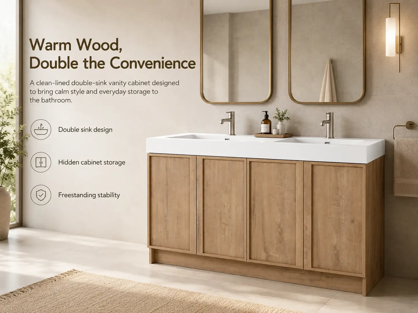 60" Freestanding Bathroom Vanity With Dual Resin Sink by HouseOfZazla