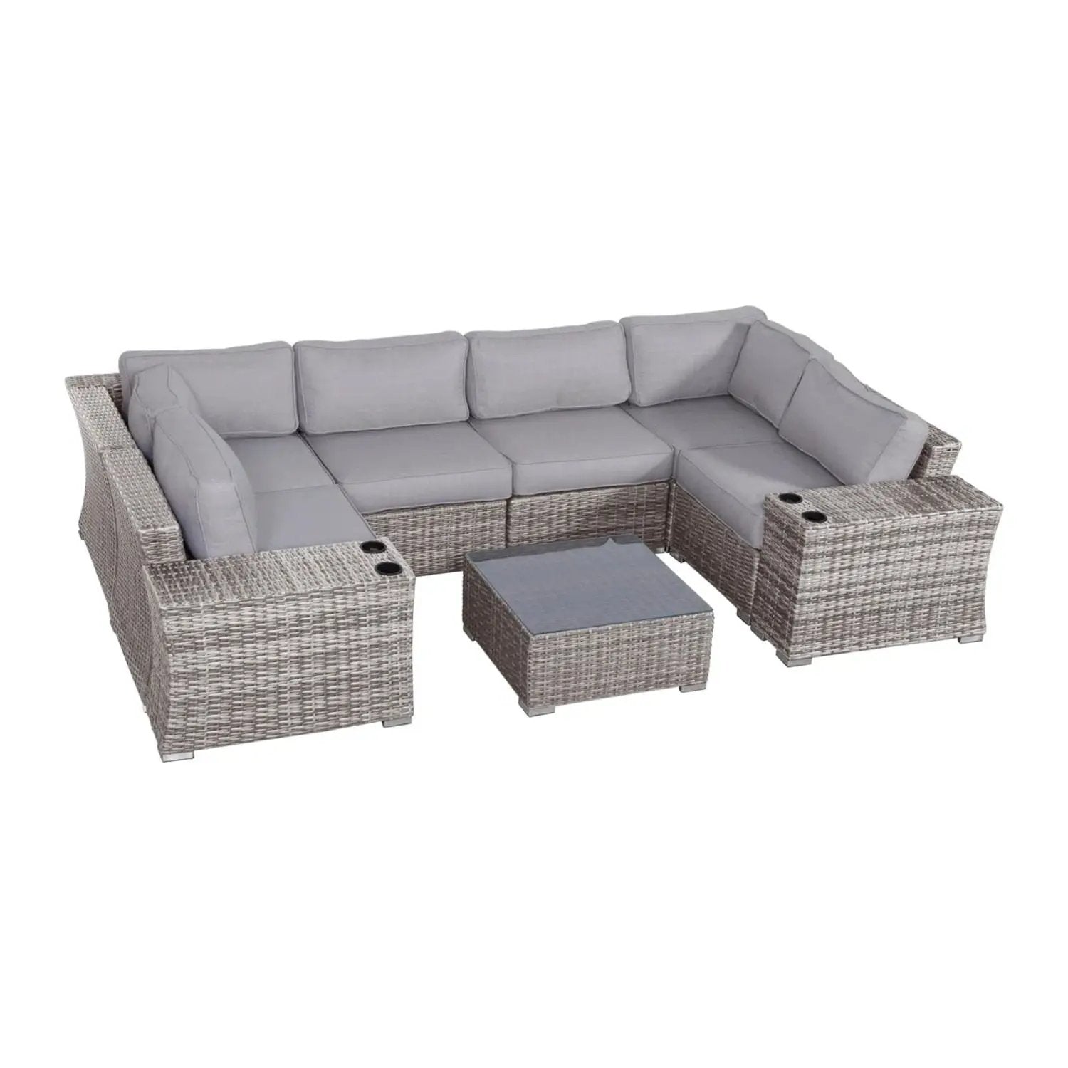 4 Person Patio Seating Set With Cushions, All Weather - Gray by HouseOfZazla