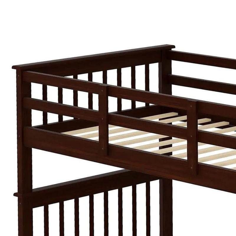 Stairway Bunk Bed With Storage And Guard Rail For Bedroom by HouseOfZazla