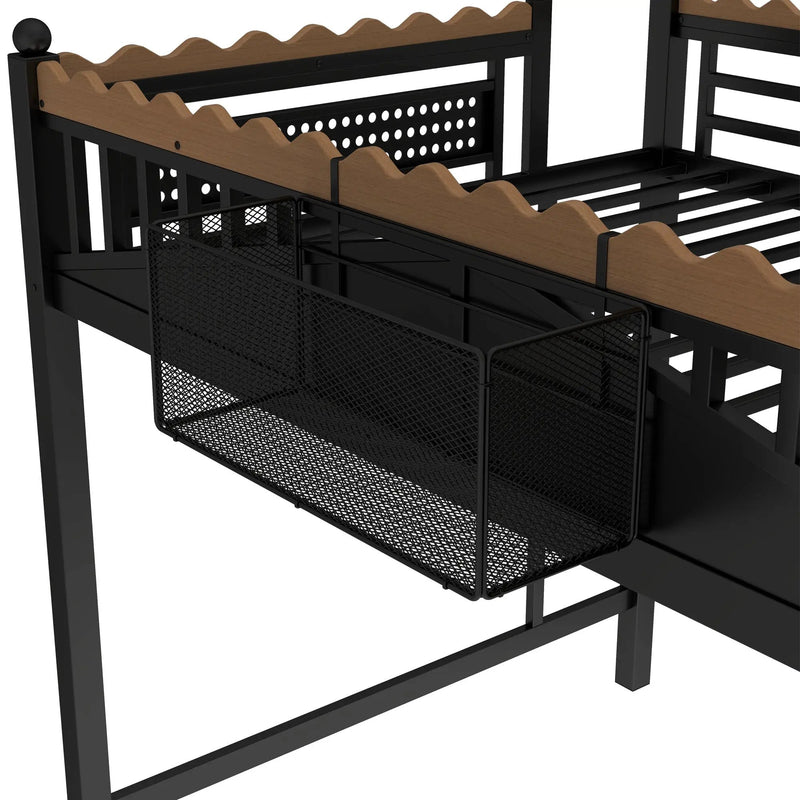 Full Size Loft Bed with Ladders and Storage Shelves by HouseOfZazla
