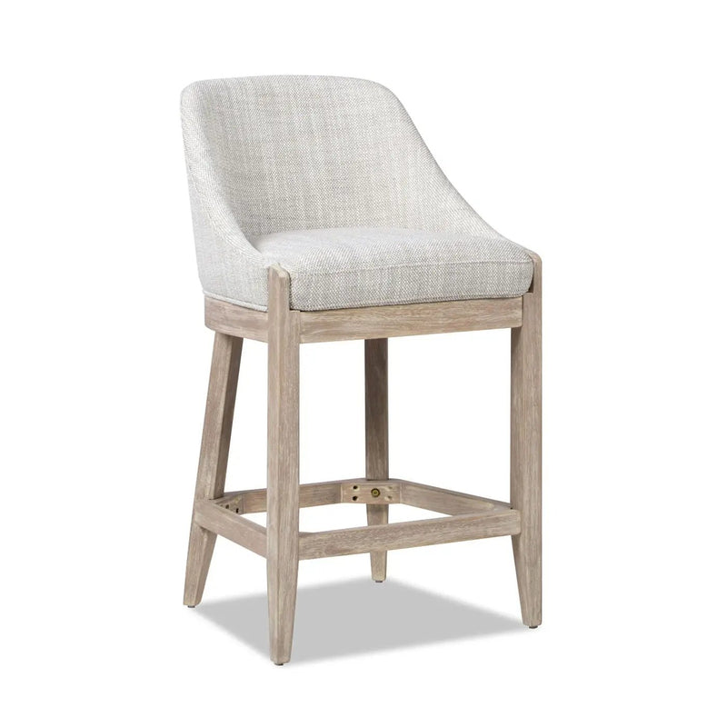 Newport - Coastal Curved Back Upholstered Counter Stool - Two Tone Neutral Gray by HouseOfZazla