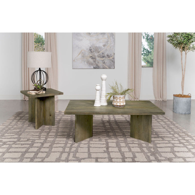 Neskowin - 2 Piece And End Table Set With Geometric Panels - Brown by HouseOfZazla