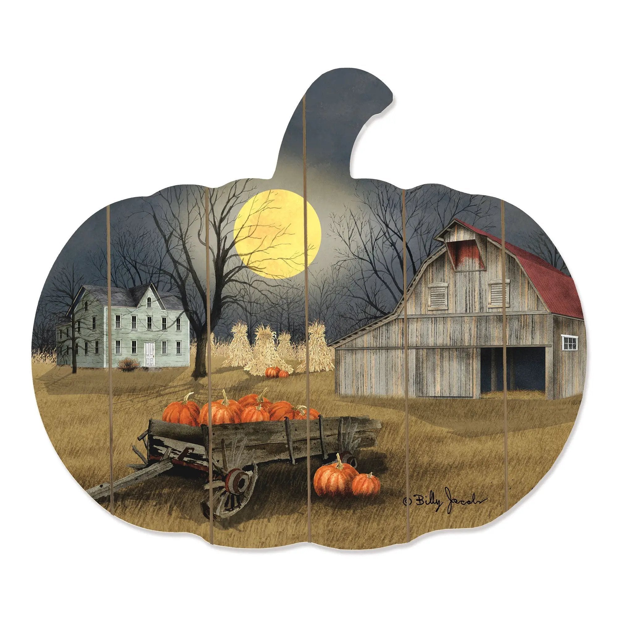 Harvest Moon Wooden Pumpkin Wall Art by Artisan Billy Jacobs by HouseOfZazla