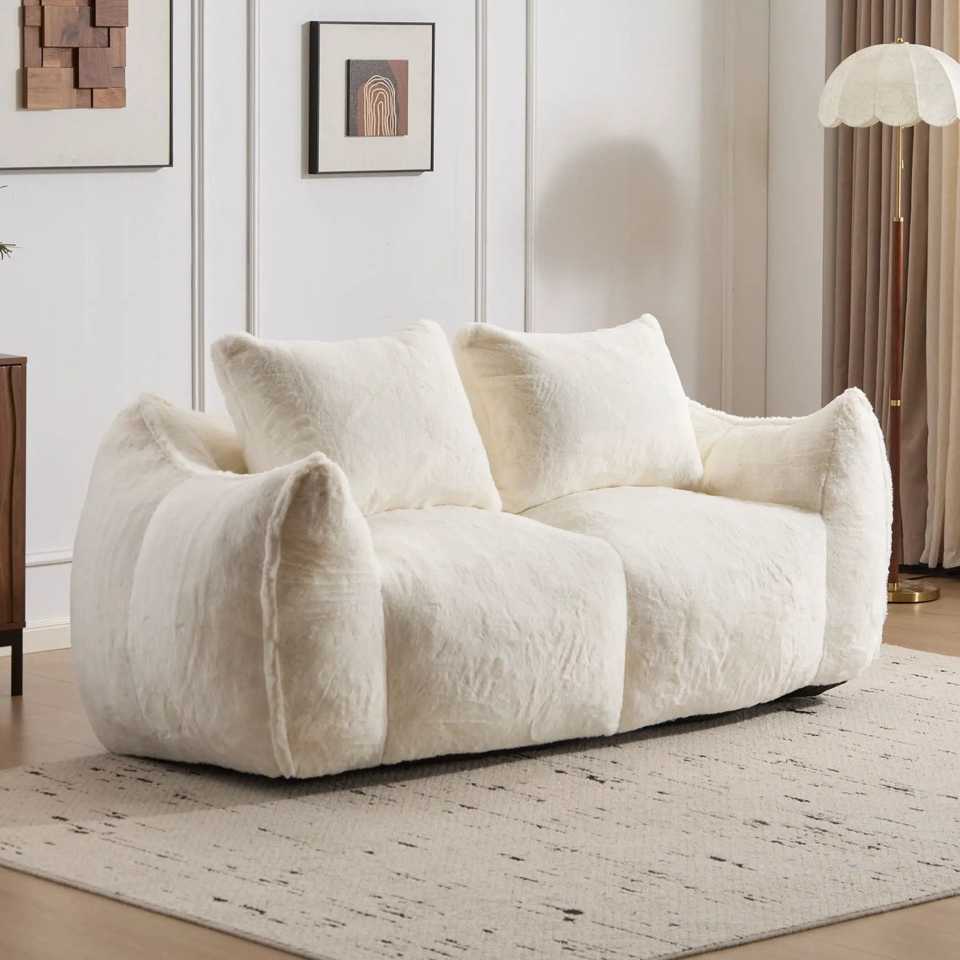 Giant Bean Bag Couch, Ultra Soft Fluffy Loveseat For Living Room by Unique Piece Furniture