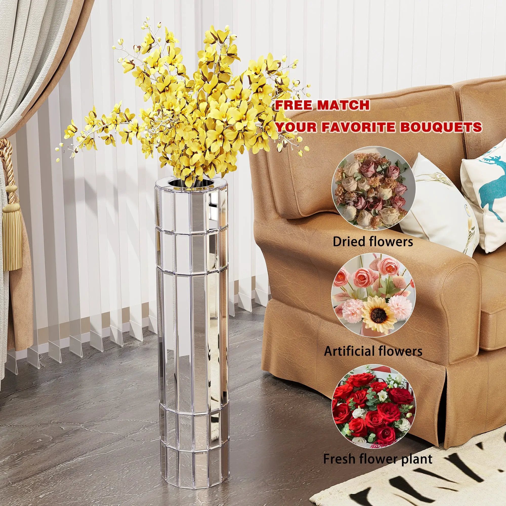 29.92" Tall Floor Vase Mirrored by HouseOfZazla