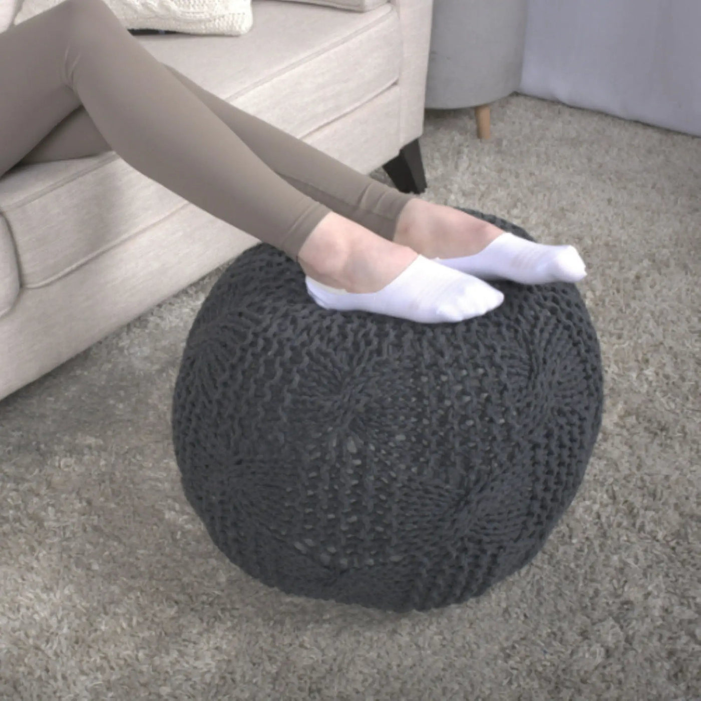 Bordeaux - Knitted Round Pouf by HouseOfZazla